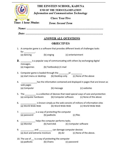 Image result for Computer Practical Questions for Senior Five PDF