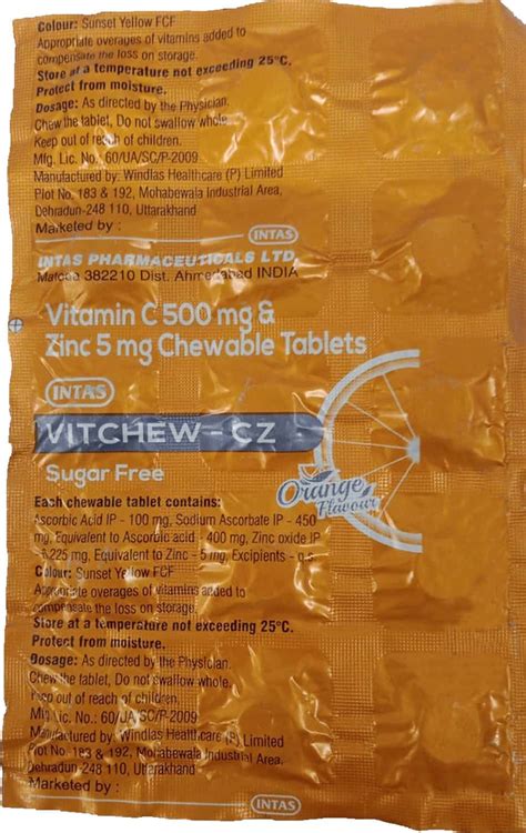 Vitchew CZ Chewable Tablet | Orange Flavour: Uses, Side Effects, Price ...