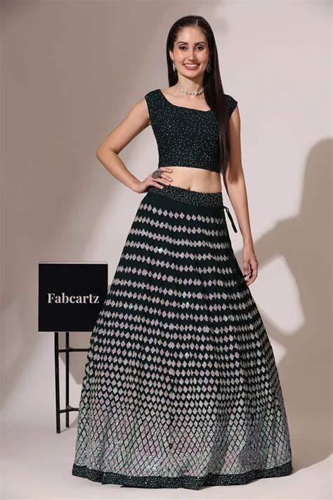 Women's Embroidered Georgette Lehenga Choli with Sequins Work Galaxy ...