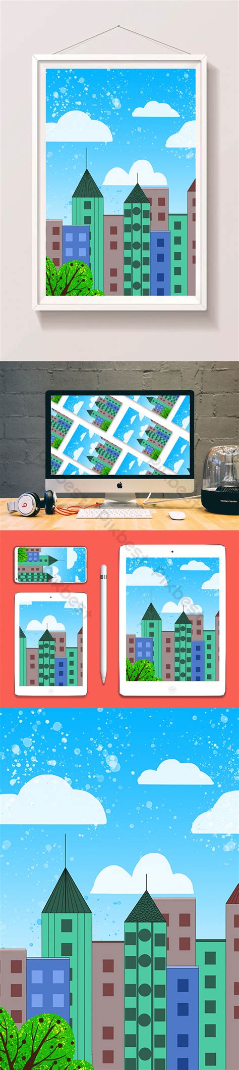 Cartoon Building Background Drawing 的图像结果