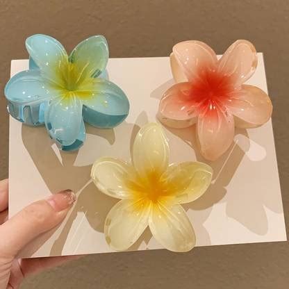 Freebies Korean Super Glossy Multi colors Flower Hair Clip Clutcher for ...