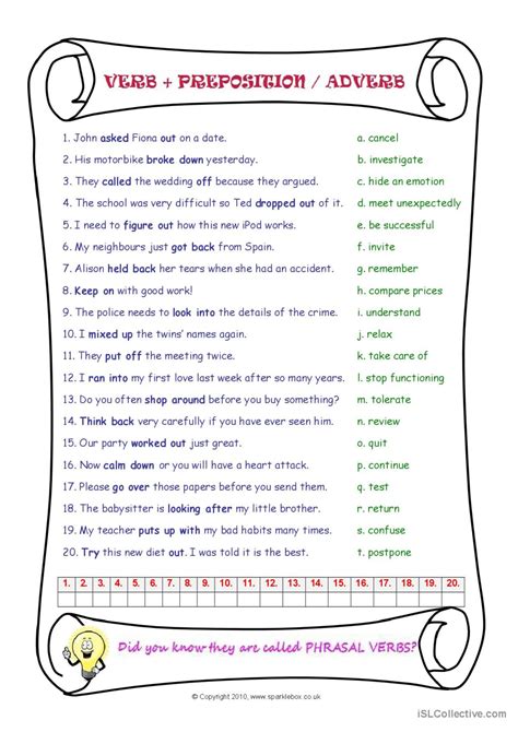 Esl Phrasal Verbs Exercises For Beginners
