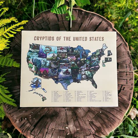 Cryptids of the United States Map (with a Legend) - 11x14 and 16x20 ...