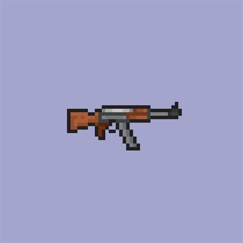 Assault rifle in pixel art style | Premium Vector