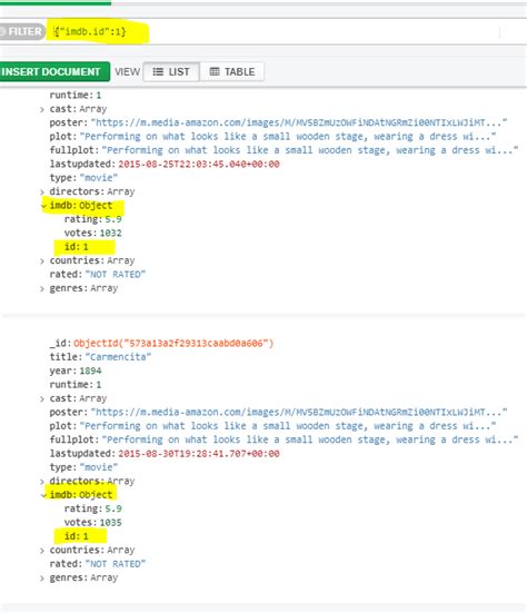 MongoDB Compass Filter Examples 的图像结果