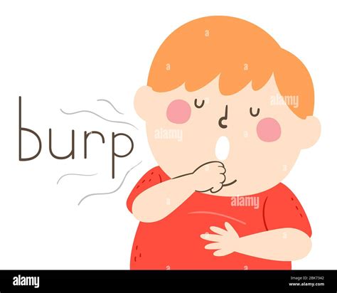 Illustration of a Kid Boy Massaging His Belly and Burping Loudly Stock ...