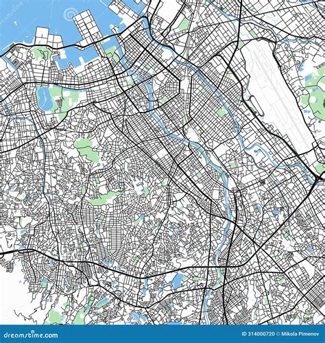 Map of Fukuoka city. stock illustration. Illustration of tree - 314000720