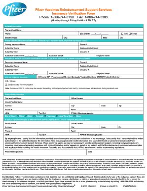 Fillable Online Pfizer Vaccines Reimbursement Support Services ...