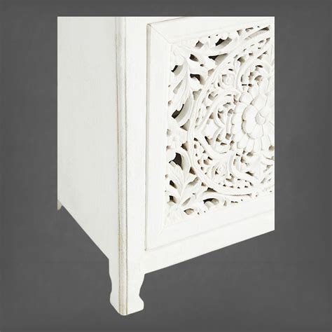 Handcarved Lombok Media Unit 3 Door White – Luxury Handicrafts
