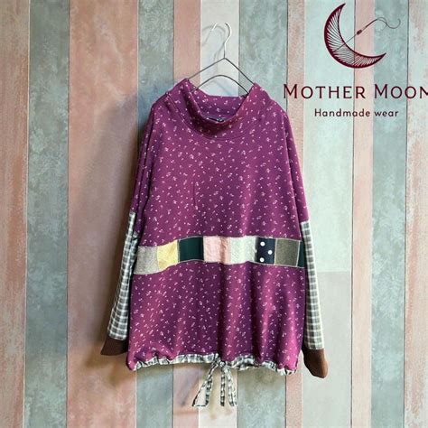 ハンドメイドhandmade★パープル小花ニットの裾絞りチュニック - メルカリ