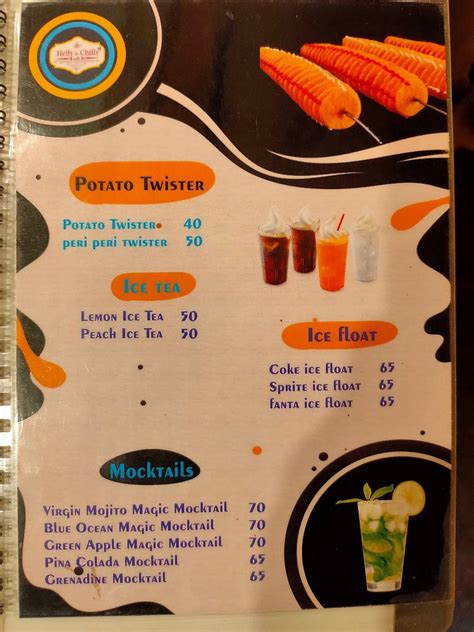 Menu at Helly and chilly cafe, Bengaluru