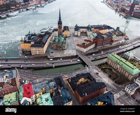 Stockholm, Sweden: Aerial view of the Gamla Stan old town in Stockholm ...