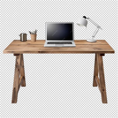 Premium PSD | Rustic wooden desk isolated on transparent background ...