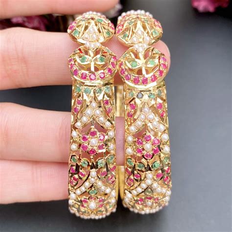Antique Style Gold Plated Bangles | Jadau Kadas in Sterling Silver