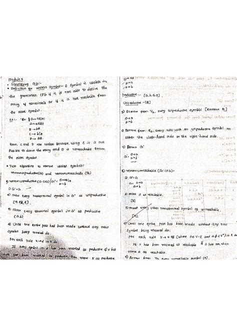 Simplifying Useless Symbols in CFGs - Notes for Mod 4 & 5 in ToC - Studocu