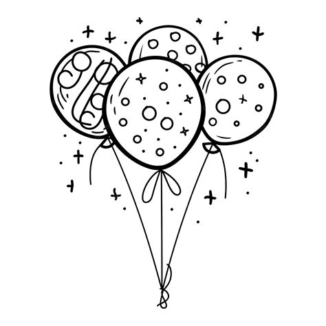 Balloon Birthday Outline Flatstyle Cartoon Drawing, Balloon, Outline, Symbol PNG Transparent ...