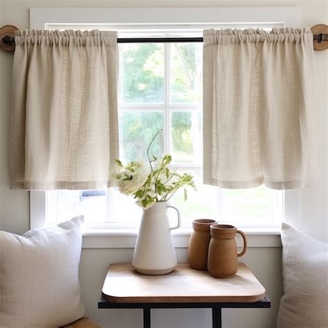 Natural 100% Linen Cafe Curtains - 100% Linen - Kitchen Curtains