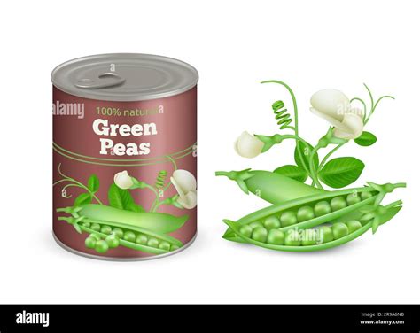Green peas label. Canned products banner realistic template decent ...