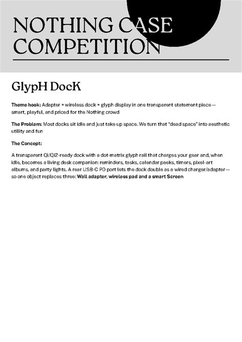 Nothing Case Competition Submission: Innovative Wireless Dock Concept ...