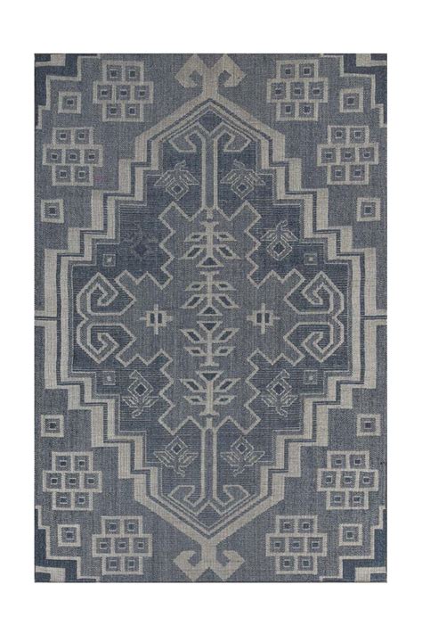 Modern Tribal Blue Sisal 6x9 feet Rectangle Rug - I MEAN DESIGN