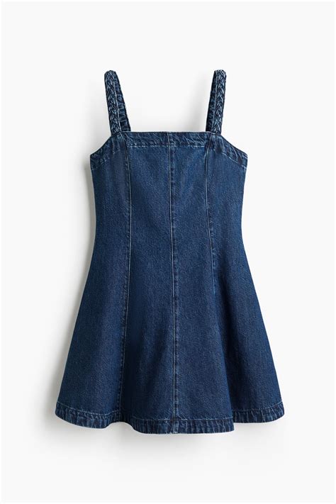 Flared-skirt denim dress - Dark denim blue - Ladies | H&M IN