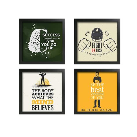 PAPER PLANE DESIGN Motivational Framed Poster Set Of 4, 10 Inch x10 ...