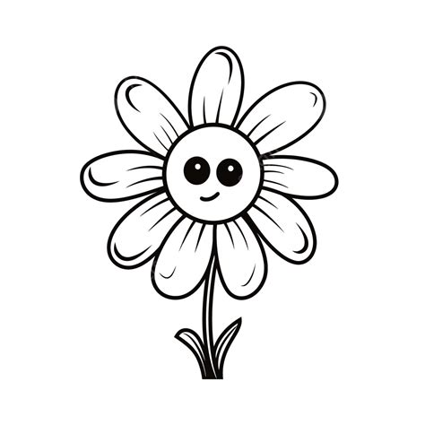 Flower Clipart Black And White Outline