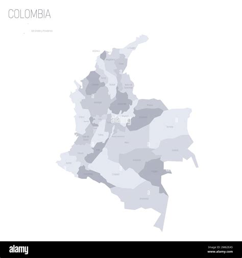 Colombia political map of administrative divisions - departments and capital district. Grey ...