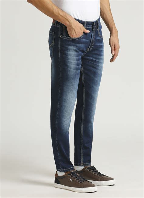 Chinox Dark Blue Mid Rise Ankle Jeans | Pepe Jeans India