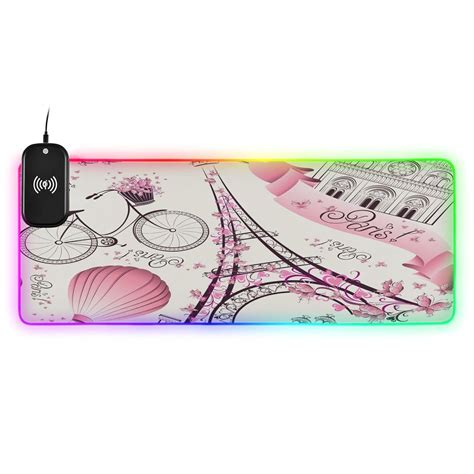 Paris Eiffel Tower Gaming Mouse Pad Led Mousepads RGB Backlit with 14 ...