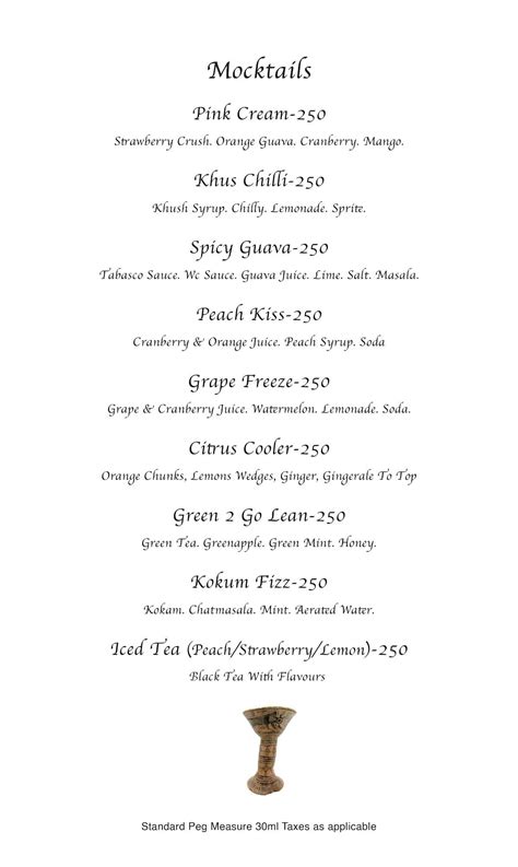 Menu at The Great Bath, Chapora