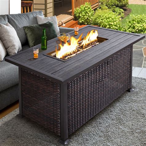 Latitude Run® 25" H x 48" W Aluminum Propane Outdoor Fire Pit Table ...