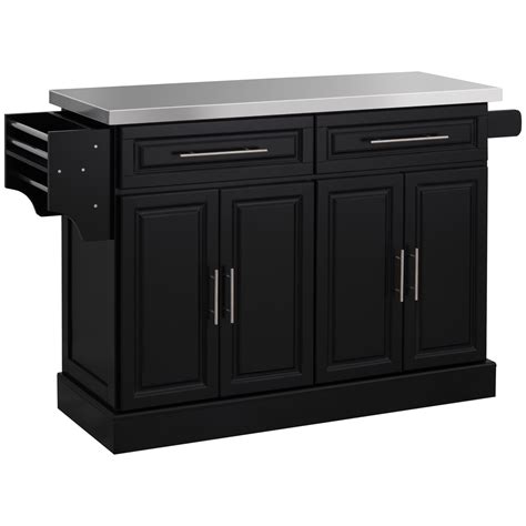 HOMCOM Rolling Kitchen Island with Storage, Portable Kitchen Cart with ...