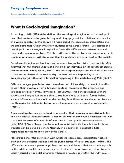≫ What Is Sociological Imagination? Free Essay Sample on Samploon.com