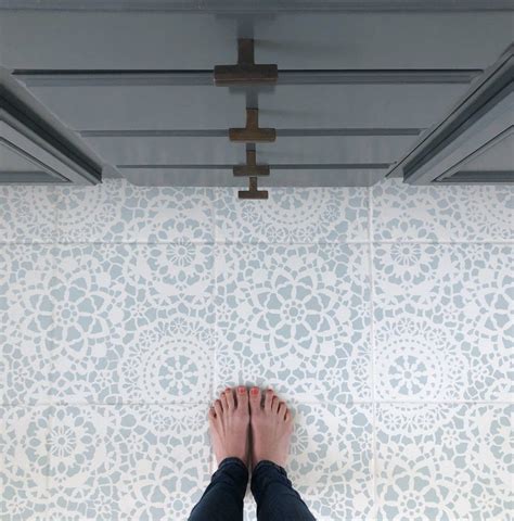 Stencil Tile Floor Update | Home DIY | Domestic Blonde | Stenciled tile ...