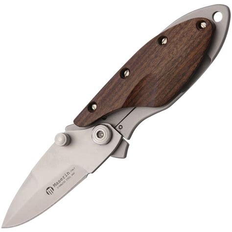 Maserin 550 SA Brown Wood 440 Stainless Steel Pocket Knife | KnifeGeek