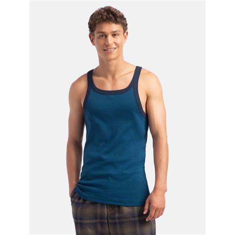 Buy Jockey Us27 Men Cotton Rib Square Neck Gym Vest - Poseidon and Navy ...