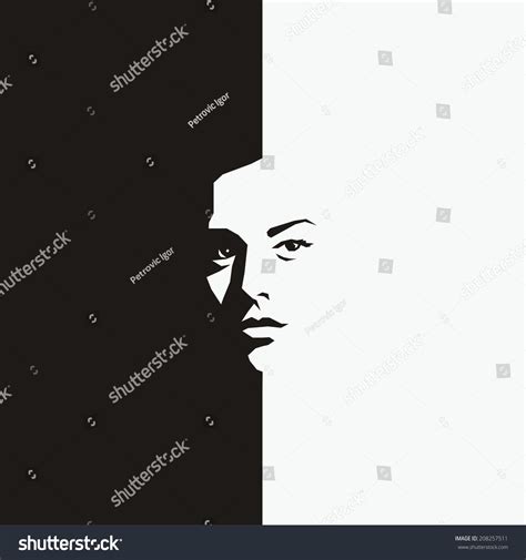 Woman Face Half Black Half White Stock Vector (Royalty Free) 208257511 ...