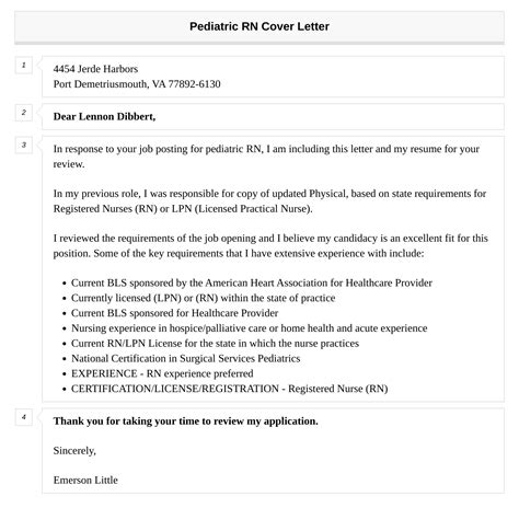 Pediatric RN Cover Letter | Velvet Jobs