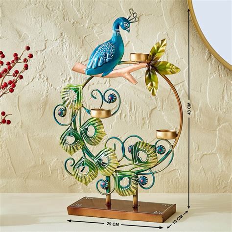 Buy Corsica Mystic India Metal Peacock on Ring Multi T-Light Holder ...