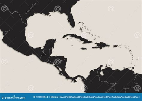 Mexico And Central America Blank Map Of The Caribbean