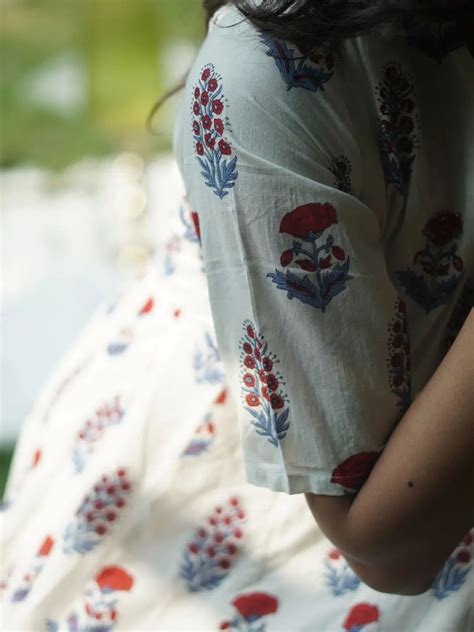 Blockprinted White Anarkali Suit | White – SOW stories our way