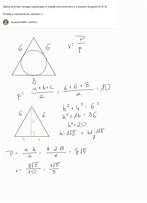 Wzór Na Promień Okręgu Wpisanego W Trójkącie Równoramiennym