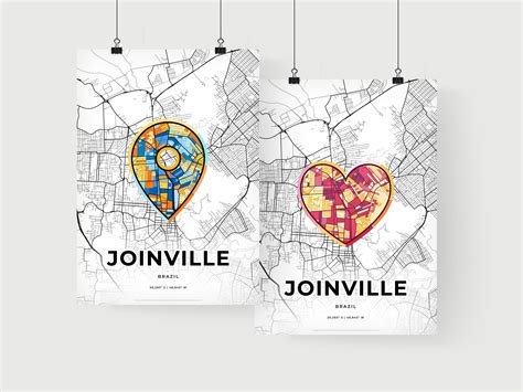 Art Map of Joinville Brazil, Minimal Art Map With A Colorful Icon – HEBSTREIT