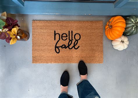 Modern Hello Fall Welcome Mat | Outdoor Doormats by Nickel Designs