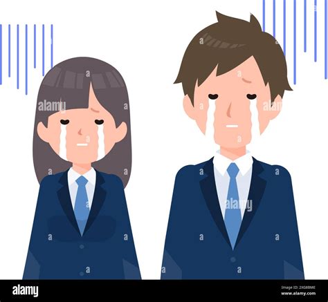 Male and female students wearing navy blue blazers.Sad and crying Stock ...
