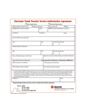 Smud Eft Application - Fill Online, Printable, Fillable, Blank | pdfFiller