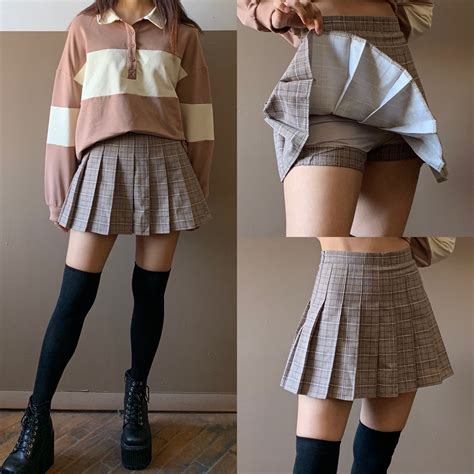 KAWAII PREPPY PLAID PLEATED SKIRT – kokopiecoco