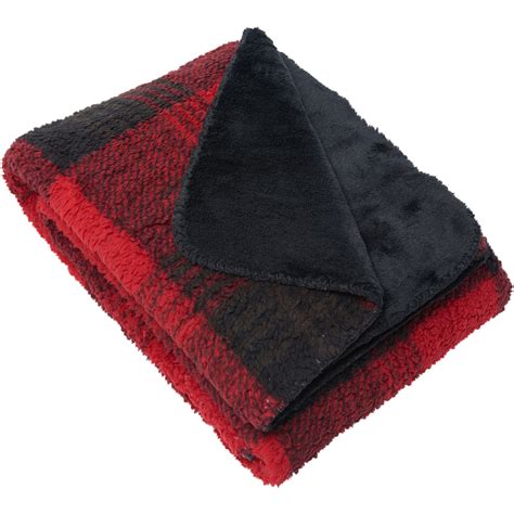 Pendleton Shadow Plaid Faux-Sherpa Throw Blanket - 50x70”, Red-Black ...