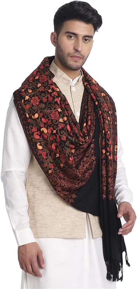 Zamour Men's Large Kashmiri Embroidered Scarf India | Ubuy